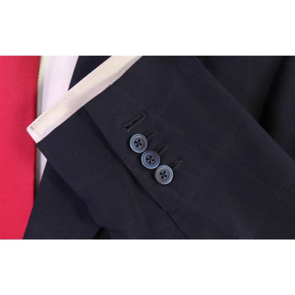 Sartoria Attolini Napoli Navy Blue Windowpane 2-Btn Super 150's Wool Suit 42L - Picture 6 of 11